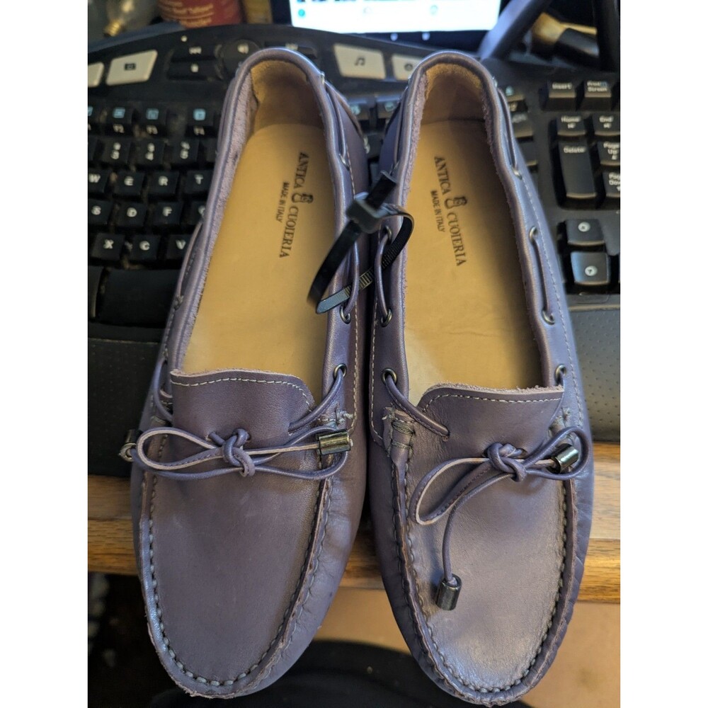 Nwt Purple Lthr Italian Antica Cuoieria Driving Loafers  Sz 6.5 37Eur